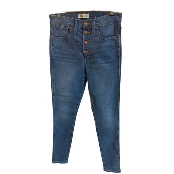 Madewell 10” High Rise Skinny Jeans Women’s 27 Blue Denim Stretch Button Fly - Picture 1 of 9